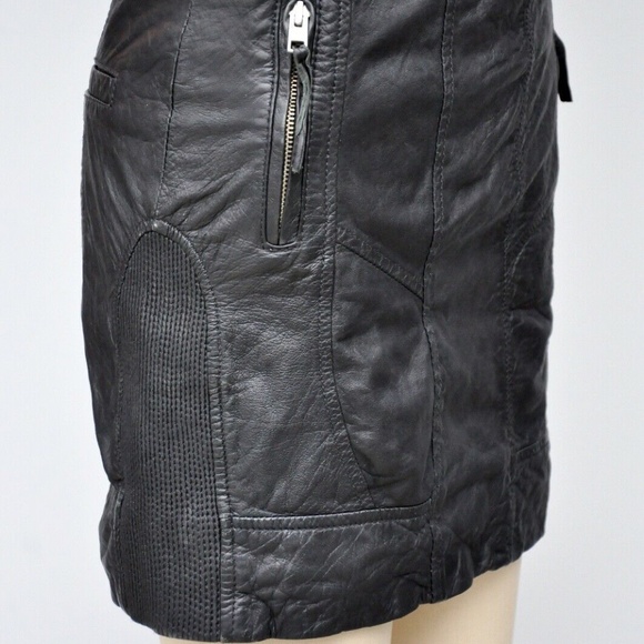 ALLSAINTS Black LEATHER Mini Skirt Zip Up US 4 - Picture 5 of 10